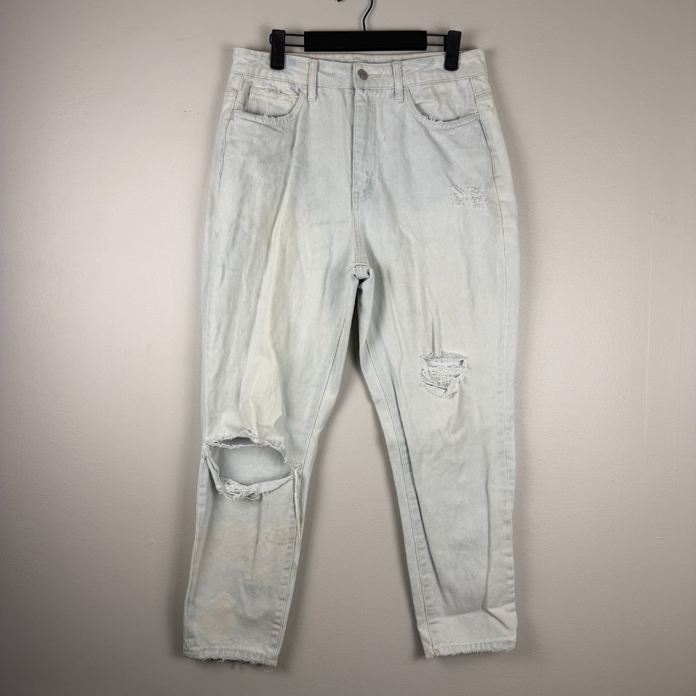 Flying Monkey Ankle‎ Jeans Women's 29x25 Light Blue Denim High-Rise Distressed